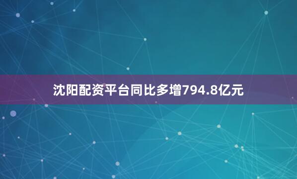 沈阳配资平台同比多增794.8亿元
